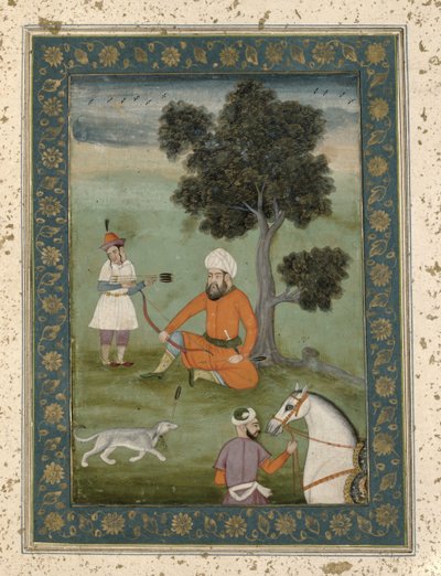 Un noble trans-oxonien assis sous un arbre, du Grand Album Clive, c.1765 - Mughal School